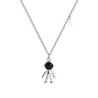 Ожерелье ручной латунные, Латунь, с 5cm наполнитель цепи, астронавт, плакированный настоящим серебром, ювелирные изделия моды & Женский & эмаль, два разных цвета длина:43.5 см, продается PC