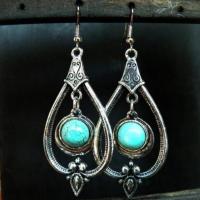 Turquoise Zinc Alloy Earring, with turquoise, silver color plated, fashion jewelry & for woman, two different colored 