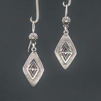 Zinc Alloy Drop Earring, Rhombus, silver color plated, fashion jewelry & for woman, silver color 