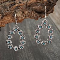 Turquoise Zinc Alloy Earring, with turquoise, silver color plated, fashion jewelry & for woman, two different colored [