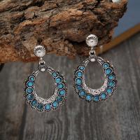 Turquoise Zinc Alloy Earring, with turquoise, silver color plated, fashion jewelry & for woman, two different colored 