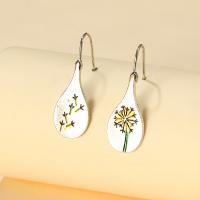 Enamel Zinc Alloy Drop Earring, Leaf, silver color plated, fashion jewelry & for woman, multi-colored [