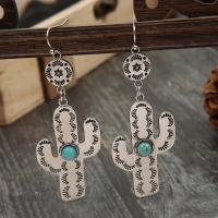 Turquoise Zinc Alloy Earring, with turquoise, Opuntia Stricta, silver color plated, fashion jewelry & for woman, two different colored [