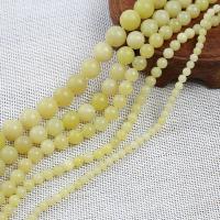 Perle de jade citron, jade de citron, Rond, poli, DIY & normes différentes pour le choix, Jaune Environ 38-40 cm, Vendu par brin