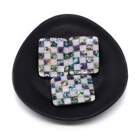Mosaic Pattern Shell Pendants, Natural Seashell, Rectangle, patchwork & DIY, mixed colors 