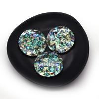 Abalone Shell Pendants, Flat Round, patchwork & DIY, multi-colored, 40mm [