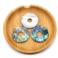 Abalone Shell Pendants, Donut, DIY & hollow, multi-colored, 50mm 