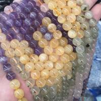 Gemischte Farbe Quarz Perlen, Natürlicher Quarz, rund, poliert, DIY & verschiedene Größen vorhanden, gemischte Farben, Länge:ca. 38-40 cm, verkauft von Strang