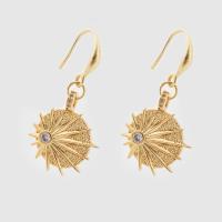 925 Sterling Silver Drop Earring, gold color plated, fashion jewelry & micro pave cubic zirconia & for woman [