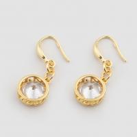 Silver Earring Zircon pavent Sterling, Argent sterling 925, Placage de couleur d'or, bijoux de mode & pavé de micro zircon & pour femme Vendu par paire[