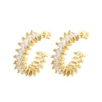 Brass Stud Earring, high quality gold color plated, fashion jewelry & micro pave cubic zirconia & for woman [