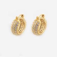 Cubic Zirconia Micro Pave Brass Earring, high quality gold color plated, fashion jewelry & micro pave cubic zirconia & for woman 
