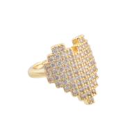 Cubic Zirconia Micro Pave Brass Finger Ring, Heart, high quality gold color plated, fashion jewelry & micro pave cubic zirconia & for woman 