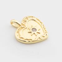 Zircon Micro Pave pendentif en argent sterling, Argent sterling 925, coeur, Placage de couleur d'or, DIY & pavé de micro zircon Vendu par PC[