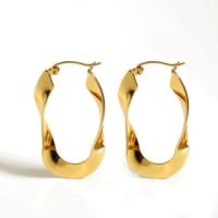 Stainless Steel Leverback Earring, 304 Stainless Steel, 18K gold plated, fashion jewelry & for woman, golden 