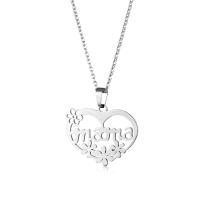 Stainless Steel Jewelry Necklace, 304 Stainless Steel, with 5cm extender chain, Heart, polished, Mother Day Jewelry & for woman, original color cm 