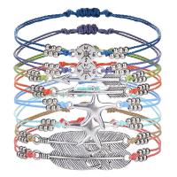 Fashion Create Wax Cord Bracelets, with Zinc Alloy, Round, handmade & Bohemian style & Unisex & adjustable Approx 15-30 cm 