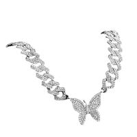Rhinestone Zinc Alloy Necklace, Butterfly, plated, fashion jewelry & Unisex & with rhinestone Approx 18 Inch 