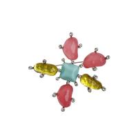 Resin Brooch, Zinc Alloy, with Resin, plated, fashion jewelry & with rhinestone, multi-colored [