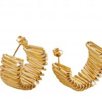Brass Stud Earring, plated, for woman, gold [