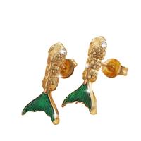 Cubic Zirconia Micro Pave Brass Earring, Goldfish, plated, micro pave cubic zirconia & for woman, gold 