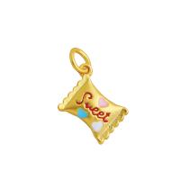 Brass Jewelry Pendants, Candy, high quality plated, DIY & enamel, gold [