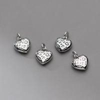 Sterling Silver Heart Pendants, 925 Sterling Silver, Antique finish, DIY, silver color [