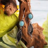 Turquoise Zinc Alloy Earring, with turquoise, silver color plated, fashion jewelry & for woman & blacken, two different colored 