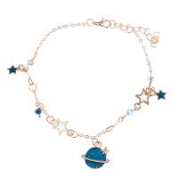 Zinc Alloy Anklet, with Crystal, gold color plated, fashion jewelry & for woman & enamel cm 