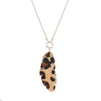 Zinc Alloy Necklace, with PU Leather, Feather, plated, fashion jewelry & for woman 68mm cm 