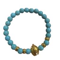 Agate Bracelets, Effloresce Agate, with turquoise & Wood & Zinc Alloy, Helmet, fashion jewelry & for man Approx 19 cm [