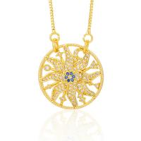 Evil Eye Jewelry Necklace, Brass, with 5CM extender chain, real gold plated, for woman, gold cm [
