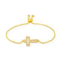 Bracelet cubique en laiton zircon pavent, Plaqué d'or, pavé de micro zircon & pour femme, Or Environ 23 cm, Vendu par brin[