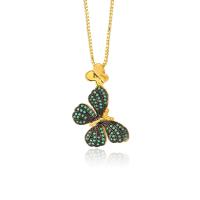 Cubic Zircon Micro Pave Brass Necklace, with 2lnch extender chain, Butterfly, real gold plated, micro pave cubic zirconia & for woman Approx 17.3 Inch [