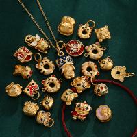 Emaille Messing Perlen, matt vergoldet, DIY & verschiedene Stile für Wahl, 11-18mm, verkauft von PC[