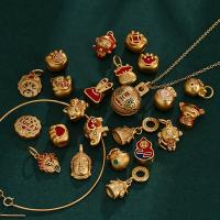 Enamel Brass Beads, matte gold color plated, DIY 9.5-14mm 