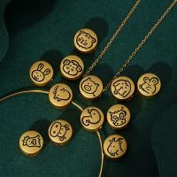 Brass Spacer Beads, Chinese Zodiac, matte gold color plated, DIY & enamel Approx 3.5mm 