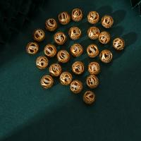 Brass Spacer Beads, Alphabet Letter, matte gold color plated, DIY & with rhinestone & hollow Approx 4.5mm [