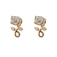 Cubic Zirconia Micro Pave Brass Earring, gold color plated, fashion jewelry & micro pave cubic zirconia & for woman & enamel [