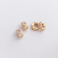 Brass Spacer Beads, 14K gold plated, DIY & micro pave cubic zirconia, two different colored 