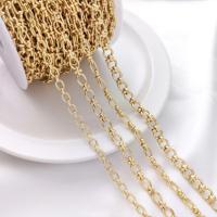 Brass Oval Chain, 14K gold plated, DIY golden cm [