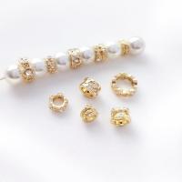 Brass Spacer Beads, 14K gold plated, DIY & micro pave cubic zirconia, golden 