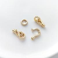 Cierre de Metal en Forma Ojo & Gancho, chapado en oro de 14 K, Bricolaje, dorado, Hook 14.3mm*8.2mm,20mm The ring is 9.3mm, Vendido por Set