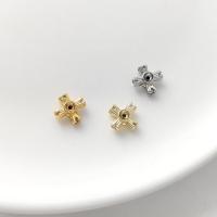 Brass Spacer Beads, Cross, plated, DIY & micro pave cubic zirconia [