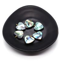 Abalone Shell Pendants, with Brass, Heart, gold color plated, DIY, multi-colored, 20mm 