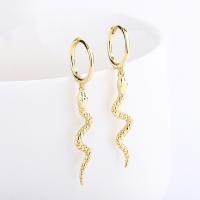 Sterling Silver Drop Earring, 925 Sterling Silver, Snake, plated, fashion jewelry & for woman 