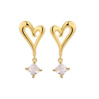 Cubic Zircon Brass Earring, Heart, plated, fashion jewelry & micro pave cubic zirconia & for woman 