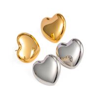 Stainless Steel Stud Earring, 304 Stainless Steel, Heart, Vacuum Ion Plating, fashion jewelry & for woman [