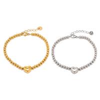 Stainless Steel Chain Bracelets, 304 Stainless Steel, with 1.57inch extender chain, Heart, Vacuum Ion Plating, fashion jewelry & for woman 8.6mm Approx 6.69 Inch 