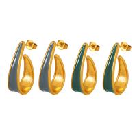 Titanium Steel Earrings, plated, fashion jewelry & for woman & enamel [